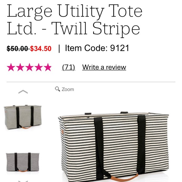 thirty one twill stripe large utility tote